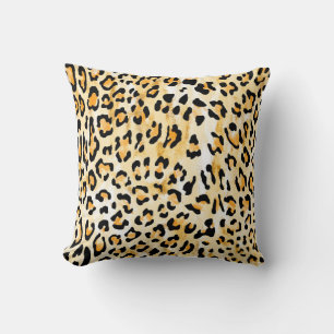 Coussin hand drawn seamless yellow and white color leopard