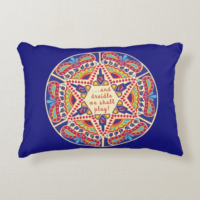 Coussin Hanoukka "Chanukah Paisley Dreidle Design" (Devant)