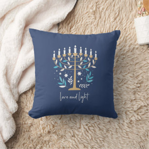 Coussin Hanoukka Love & Light Floral Menorah