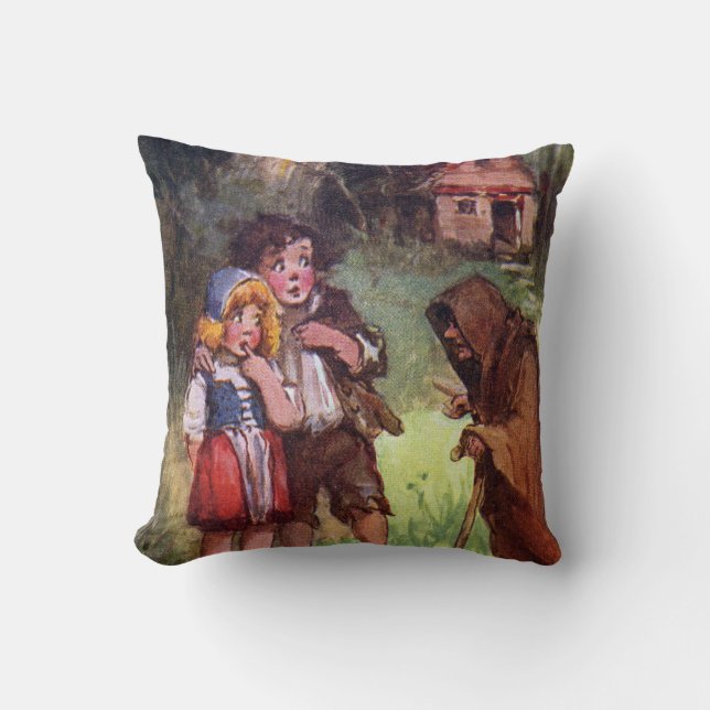 Coussin Hansel et Gretel rencontrent la sorcière (Recto)