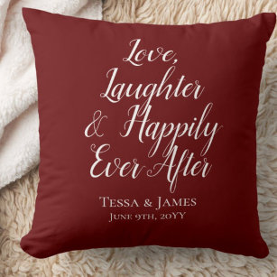 Coussin Happily Ever After Burgundy Red Throw Pillow