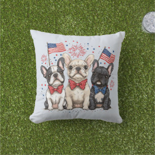 Coussin Happy 4 juillet Bulldogs français