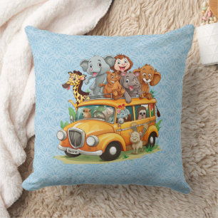 Coussin Happy Animal Safari Petit Garçon's Soft Blue