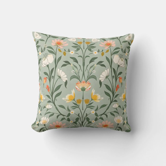 Coussin Happy Botanical Floral Flower Spring Pattern. (Recto)