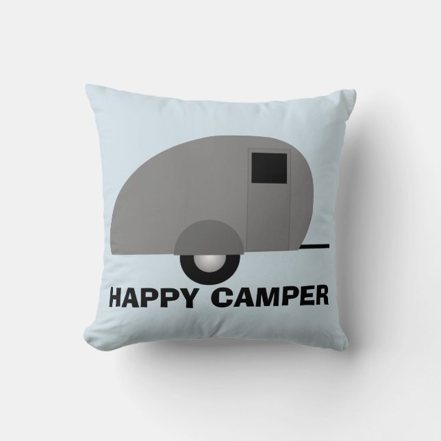 Coussin Happy Camper Coussin, Camper Trailer (Recto)