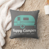 Coussin Happy Campers Camping Turquoise gris (Couverture)