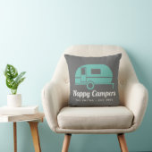 Coussin Happy Campers Camping Turquoise gris (Chaise)