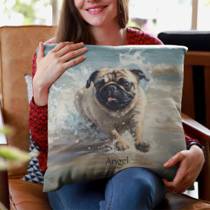 Coussin Happy Carlin at the Beach personnalisable
