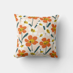 Coussin Happy dry painted blooms seamless Vintage pattern.