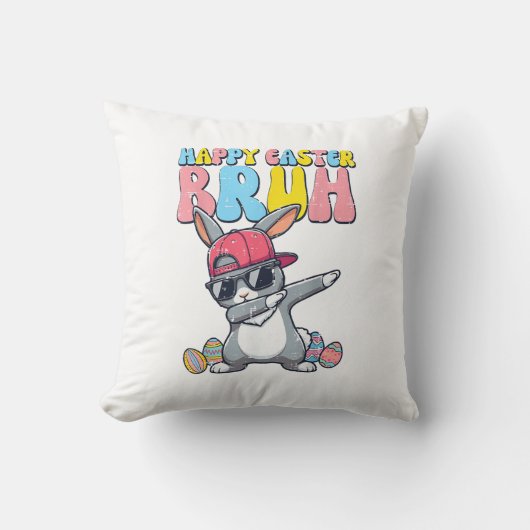 Coussin Happy Easter Bruh Bunny Dab Rabbit Dance Boys Kids (Recto)