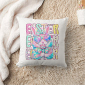 Coussin Happy Easter Bunny Coquette Bow Preppy Easter Day  (Couverture)