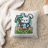 Coussin Happy Easter Bunny Pixel Game Gaming Gamer Boys Ki (Couverture)