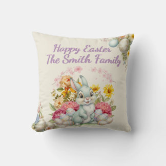 Coussin Happy Easter Cute Water Color bunny 