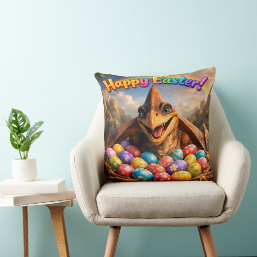 Coussin Happy Easter dinosaur Agnes throw pillow (Chaise)