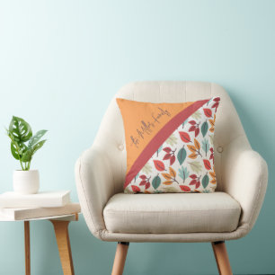 Coussin Happy Fall Automne motif feuille personnalisé