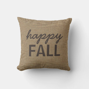 Coussin Happy Fall Coussin, Faux Burlap, Vous Customisez