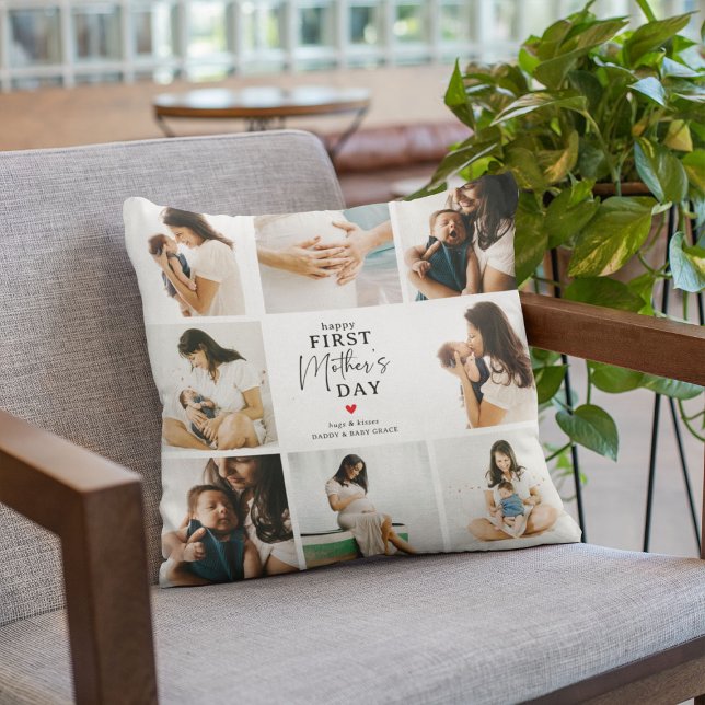 Coussin Happy First Mother's Day' Photo Collage Keepsaké (Créateur téléchargé)