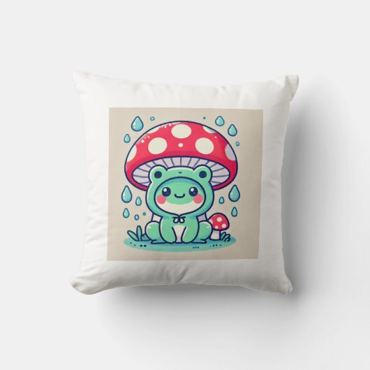 Coussin Happy Frog & Umbrella 🐸 ☔ (Recto)