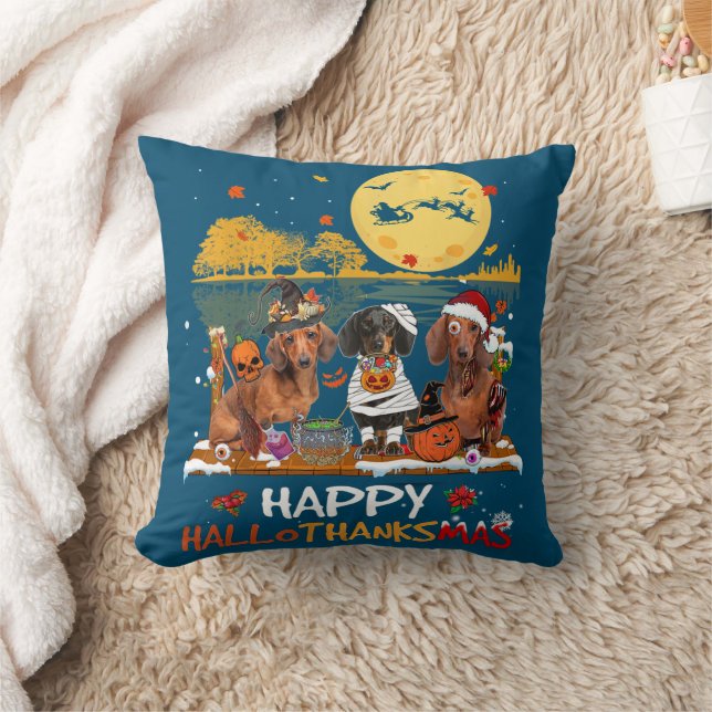 Coussin Happy Hallothanksmas Halloween Thanksgiv (Couverture)