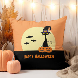Coussin Happy Halloween Chat noir
