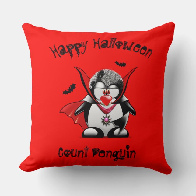 Coussin Happy Halloween Count Penguin (Recto)