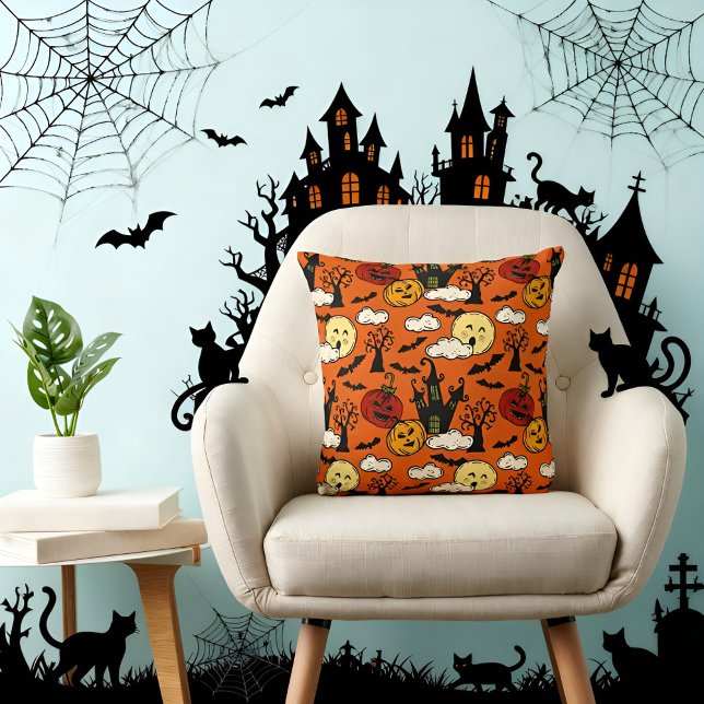 Coussin Happy Halloween éffrayant traitement ou astuces de (Créateur téléchargé)