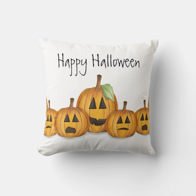 Coussin Happy Halloween mignon Citrouilles simples (Recto)