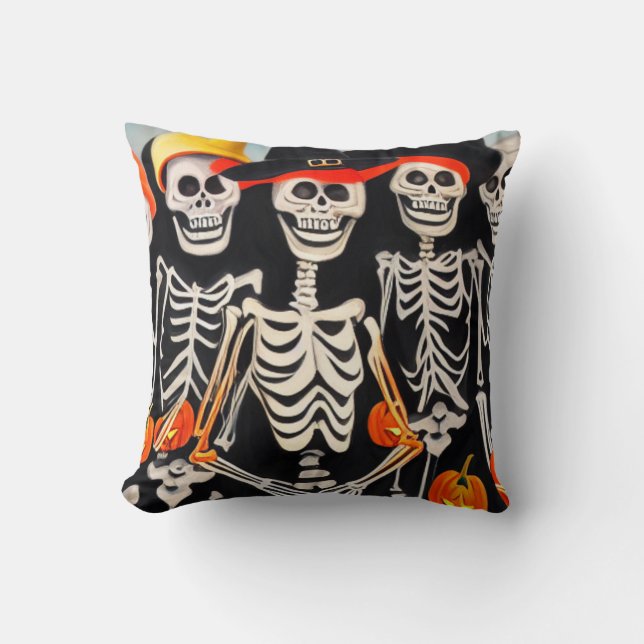 Coussin Happy Halloween Skeletons (Recto)