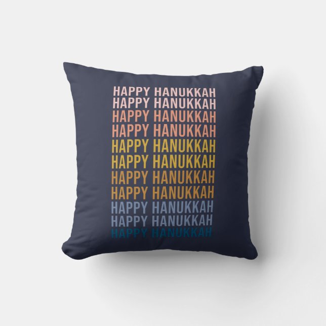 Coussin Happy Hanoukka Colorful Typgraphy Design (Recto)