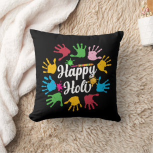 Coussin Happy Holi Hands Hindu Holi Festival Cadeaux