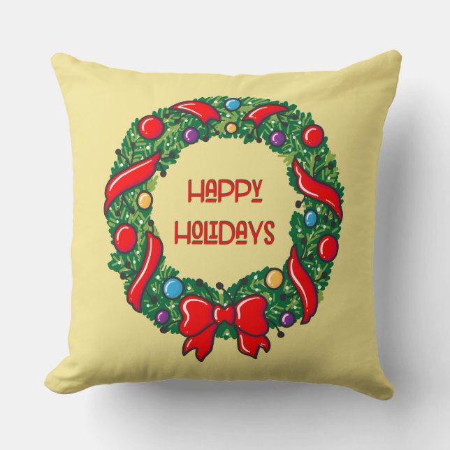 Coussin Happy Holiday Festive Whimsical Reef élégant (Recto)