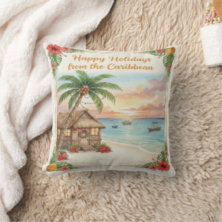 Coussin 'Happy Holidays from the Caribbean' Throw Pillow