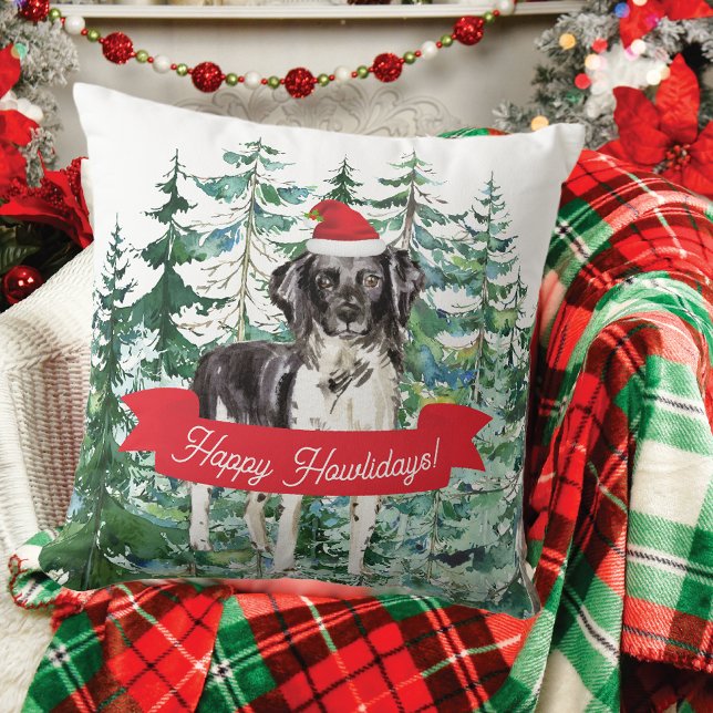 Coussin Happy Howlidays Stabyhoun Dog (Créateur téléchargé)