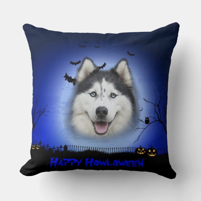Coussin Happy Howloween Husky (Recto)