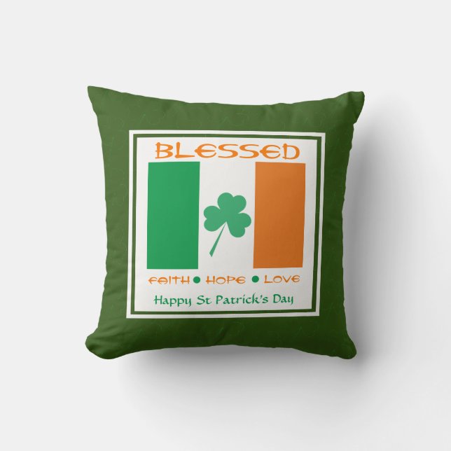 Coussin HAPPY JOUR DE LA SAINT PATRICK Custom Shamrock irl (Recto)