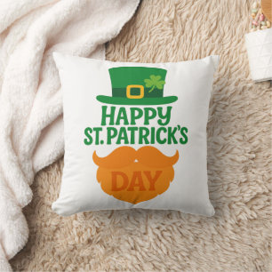Coussin Happy Jour de la Saint Patrick Leprechaun Beard et