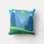 Coussin Happy Mountains and Trees Scene Throw Pillow (Recto)