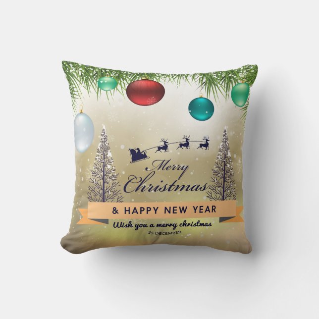 Coussin Happy New Year 25 December Print Throw Pillows  (Recto)