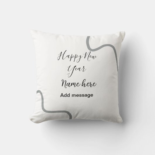 Coussin Happy new year name message gray simple holiday (Recto)