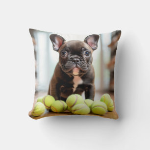 Coussin 🐕 Happy Pinscher Pup avec balle de tennis