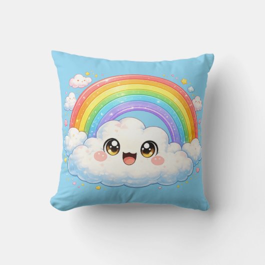 Coussin Happy Rainbow & Cloud Kawaii Cushion Pillow (Recto)