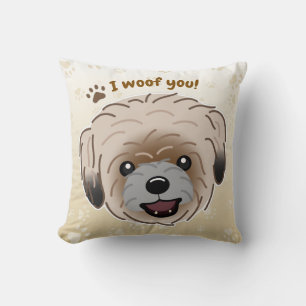 Coussin Happy Shih Tzu Amoureux des chiens I Woof You Paws