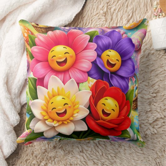 Coussin Happy smiling spring flowers (Couverture)