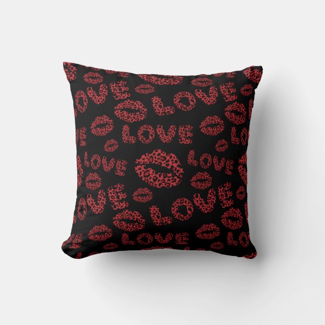 Coussin Happy Valentine's Day Love Elegant Red &Black (Recto)