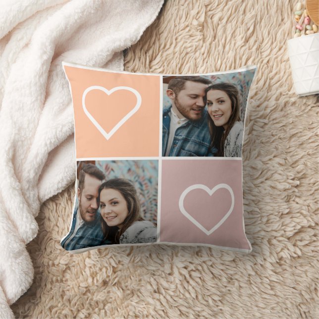 Coussin Happy Valentines Day Two Photo Collage (Couverture)