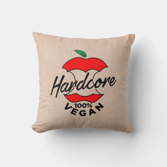 Coussin Hard Core Vegan, Apple Core Vegan, hardcore Vegan (Recto)