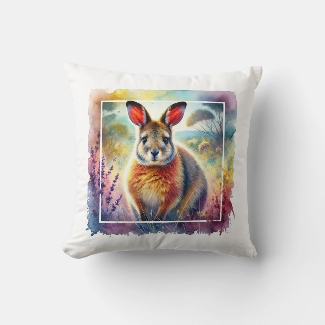 Coussin Hare Wallaby 030924AREF125 - Watercolor (Recto)