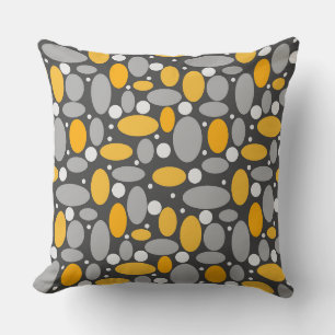 Coussin haricots pois années soixante rétro motif gris jau
