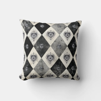 Coussin Harlequin with All-Seeing Eyes Throw Pillow