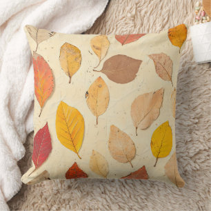 Coussin Harmonie de feuilles pressées – Botanique vintage